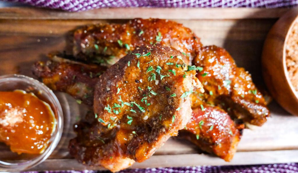 Apricot glazed ribs top view 