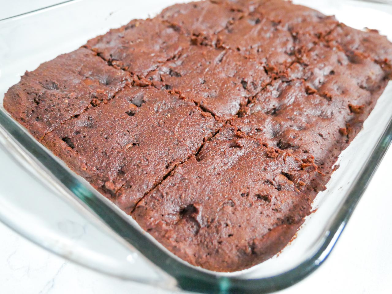 Tiger nut brownies baked in oven in pan