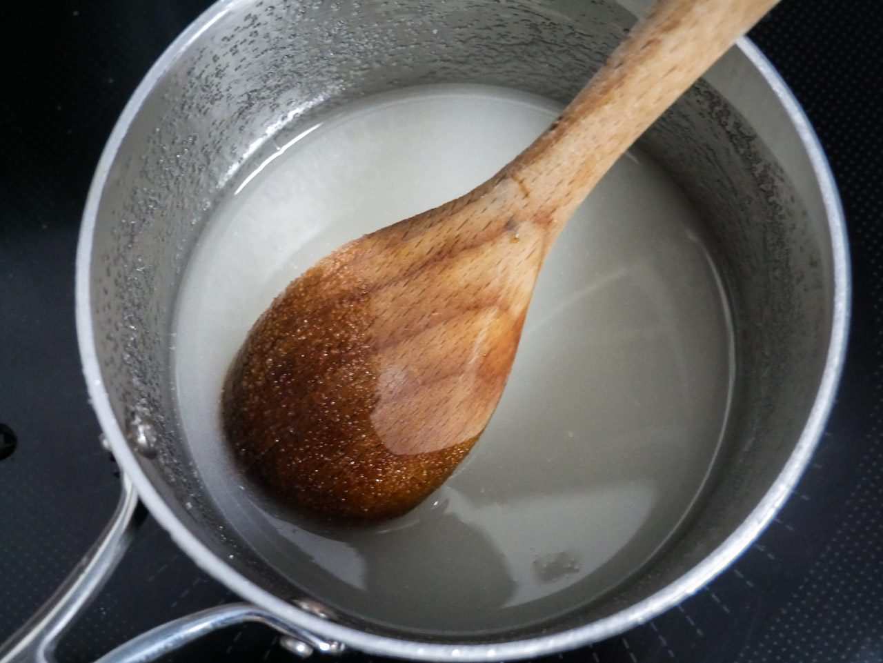 Sugar and corn syrup in a pot