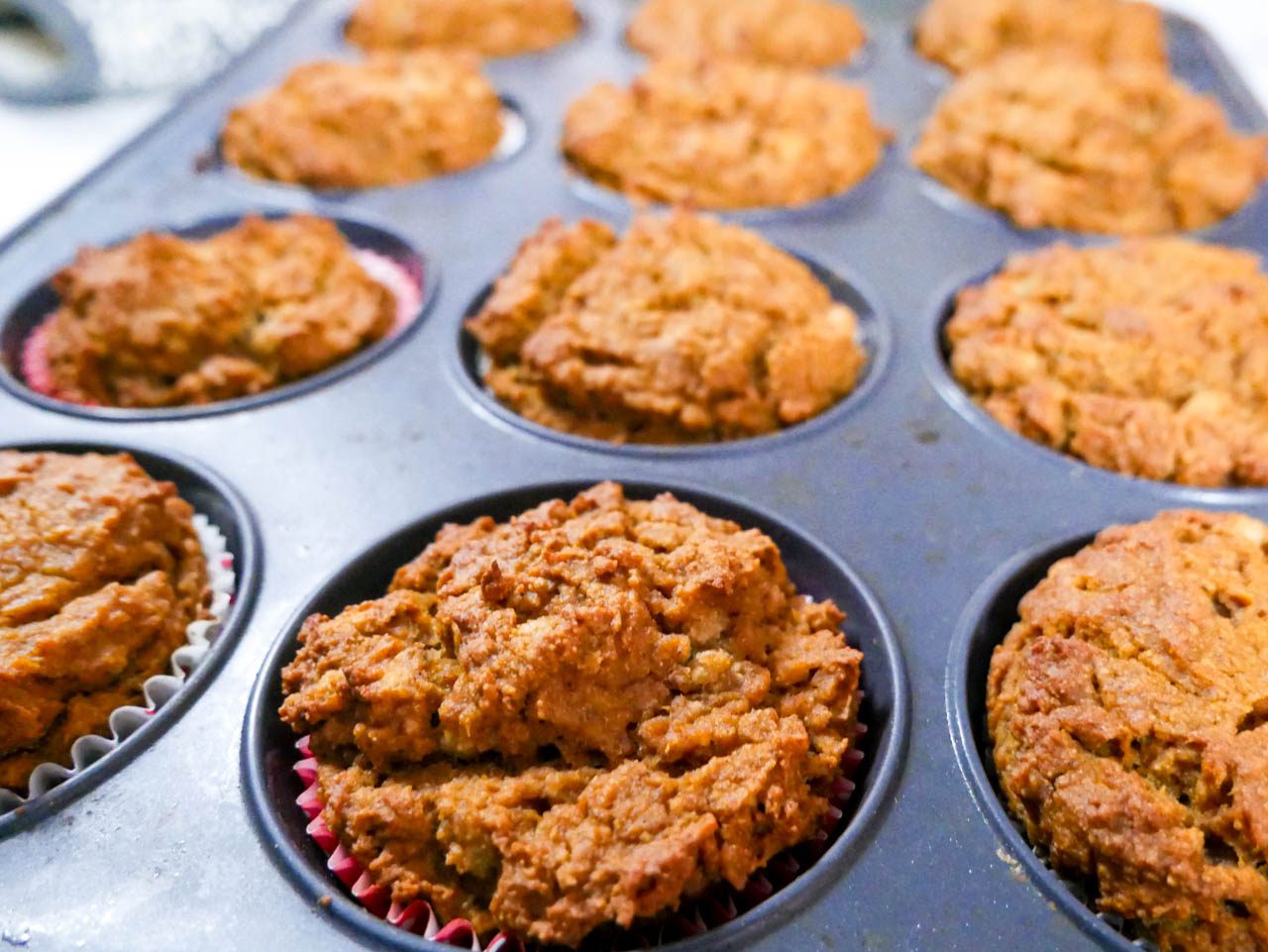 Tiger nut pumpkin muffins fresh out of the oven.