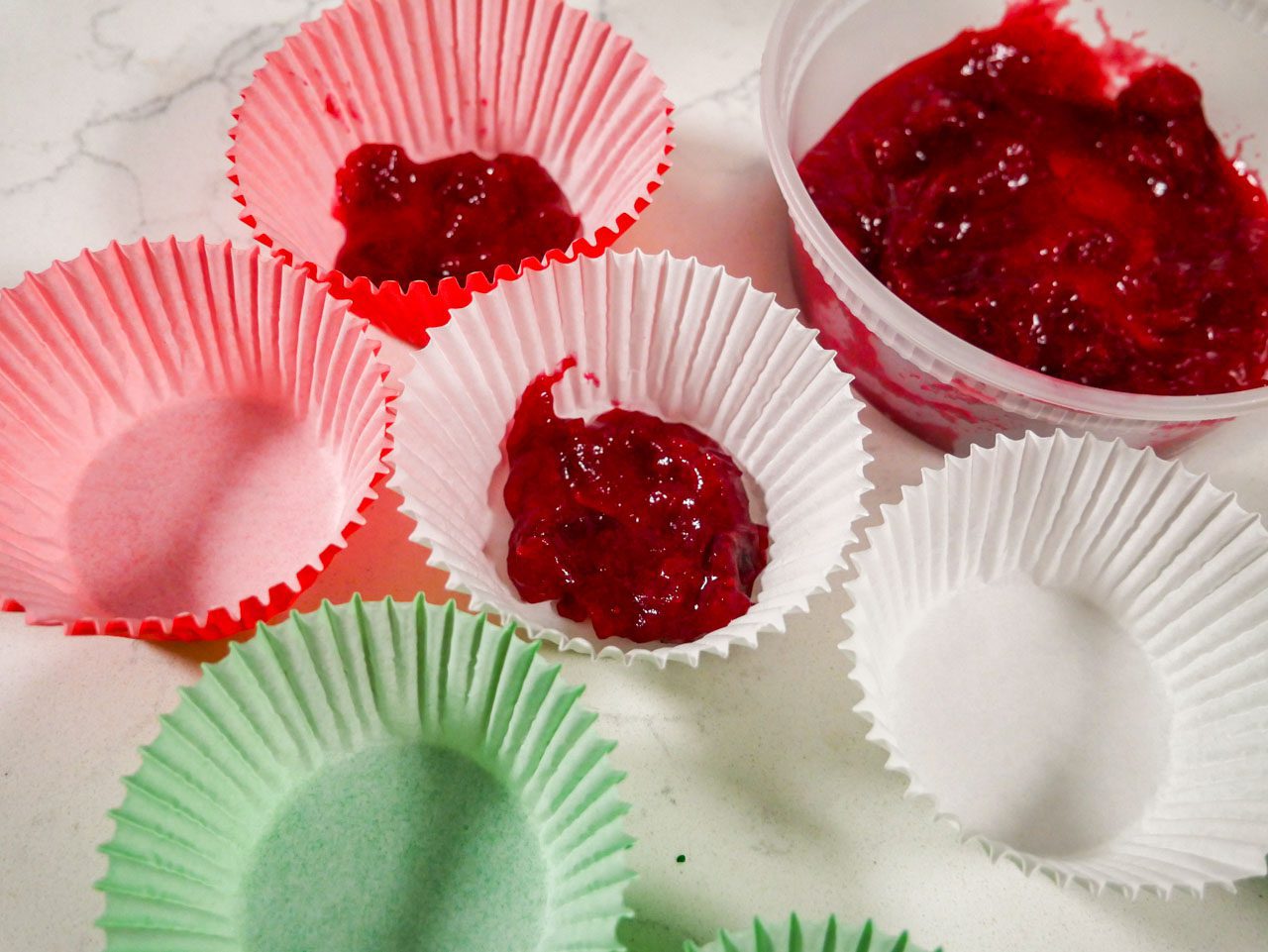 Cranberry sauce in cupcake liners