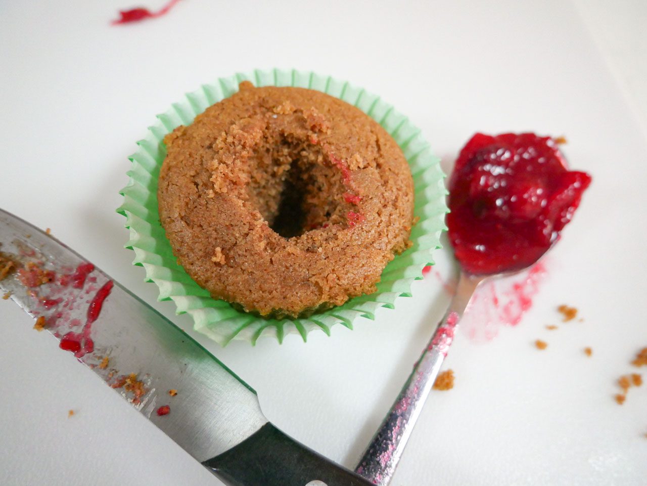 Cored gingerbread cupcake