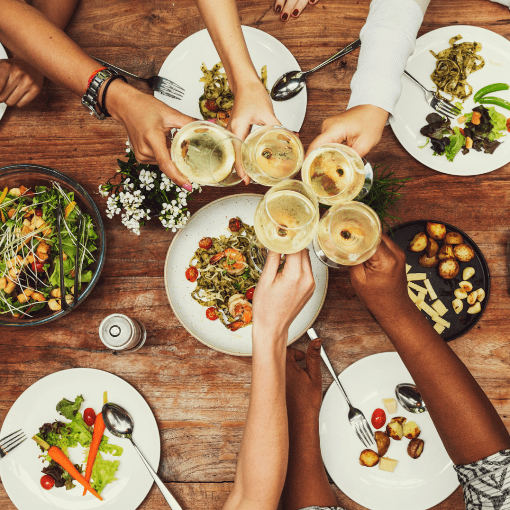 People communing over food